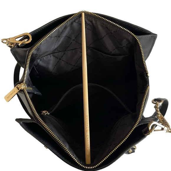 Michael Kors Ellis Large Satchel Leather Black 35H7GE0S3L Crossbody - Picture 4 of 8